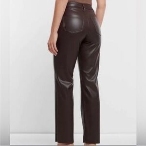 Express Brown ‘90s Slim Faux Leather Pants